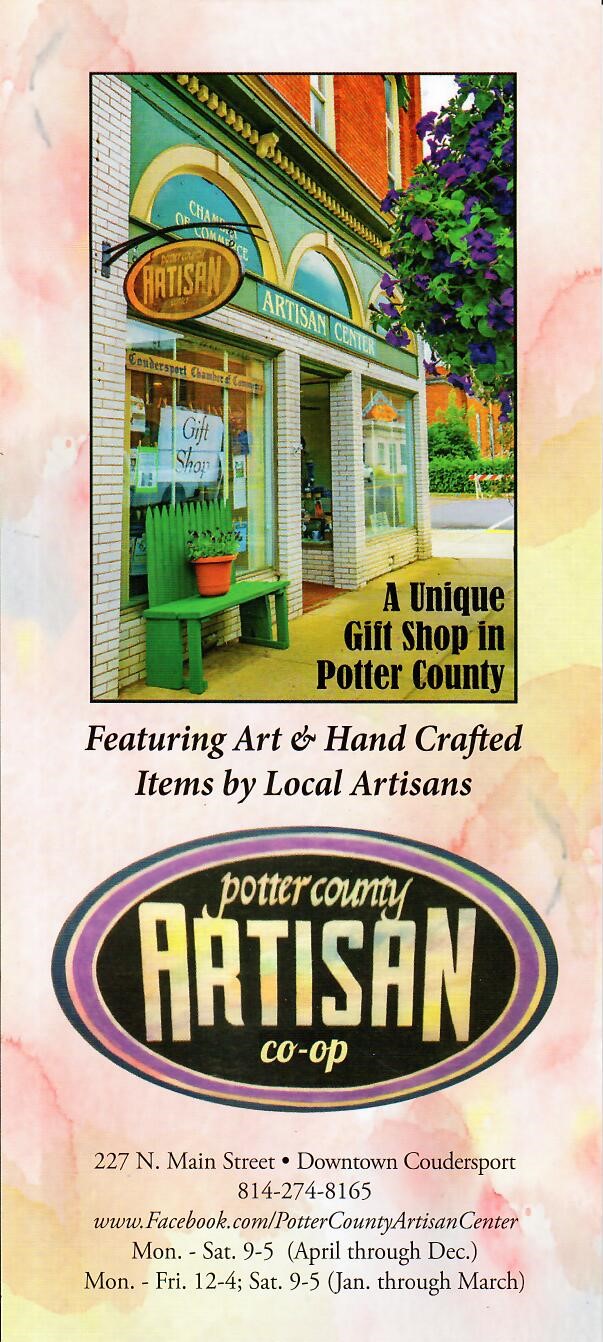 Potter County Artisan CoOp Getaways On Display